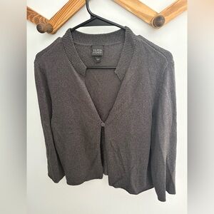 Eileen Fisher textured cardigansweater featuring a notch collar and button clasp